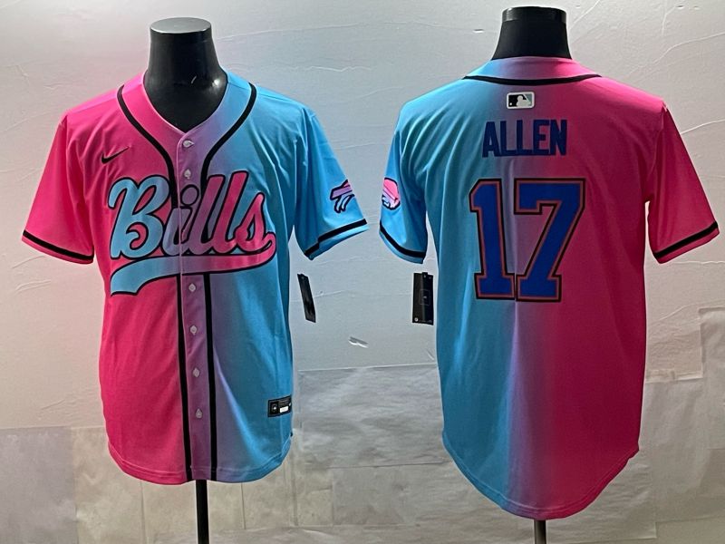 Men Buffalo Bills #17 Allen Blue pink Nike Limited 2025 NFL Jersey style 001